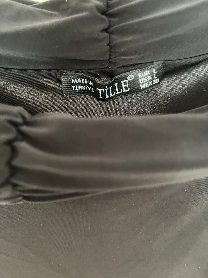 Drapeli Siyah Straplez Kadın Bluz - Görsel 2