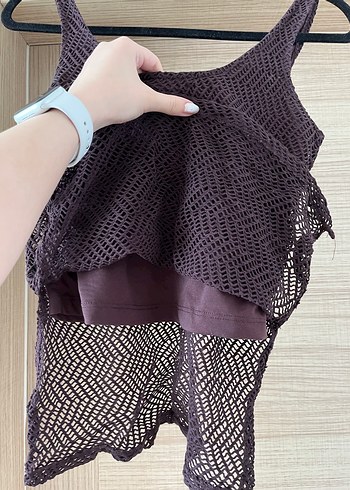 Mor V Yakalı Örgü Bohem Atlet - Görsel 2