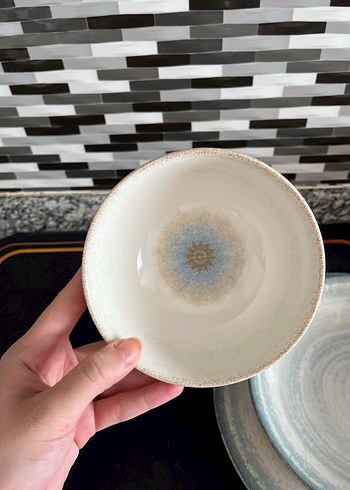 Mavi Gri Seramik Yemek Tabağı ve Kasesi - Görsel 4