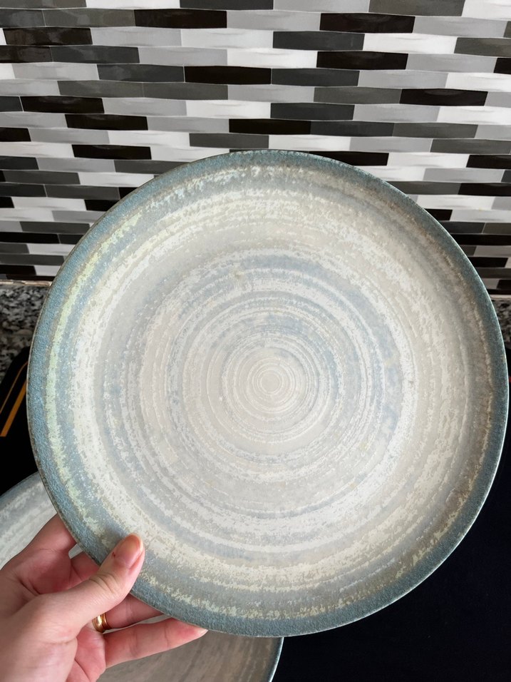 Mavi Gri Seramik Yemek Tabağı ve Kasesi - Görsel 2