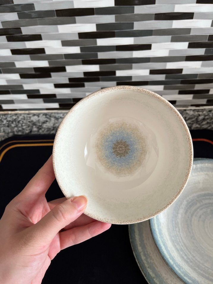 Mavi Gri Seramik Yemek Tabağı ve Kasesi - Görsel 4