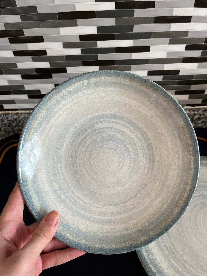 Mavi Gri Seramik Yemek Tabağı ve Kasesi - Görsel 3