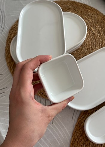 Beyaz Oval ve Dikdörtgen kahvaltı seti - Görsel 4