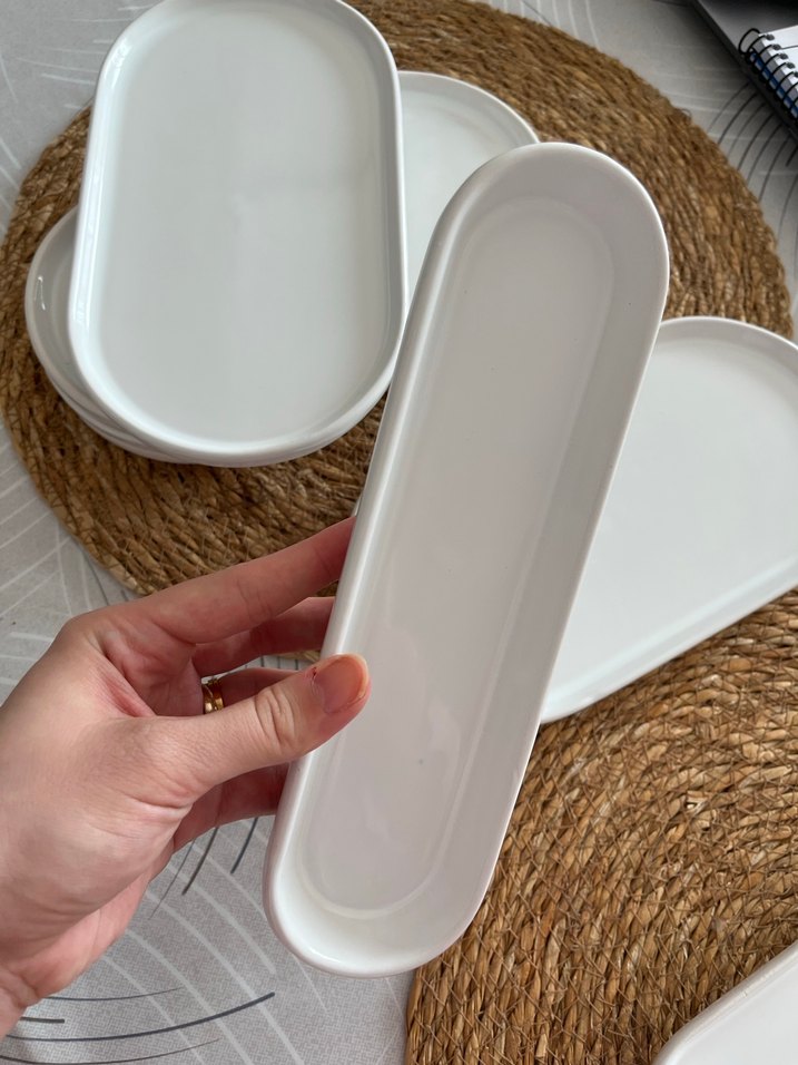 Beyaz Oval ve Dikdörtgen kahvaltı seti - Görsel 3