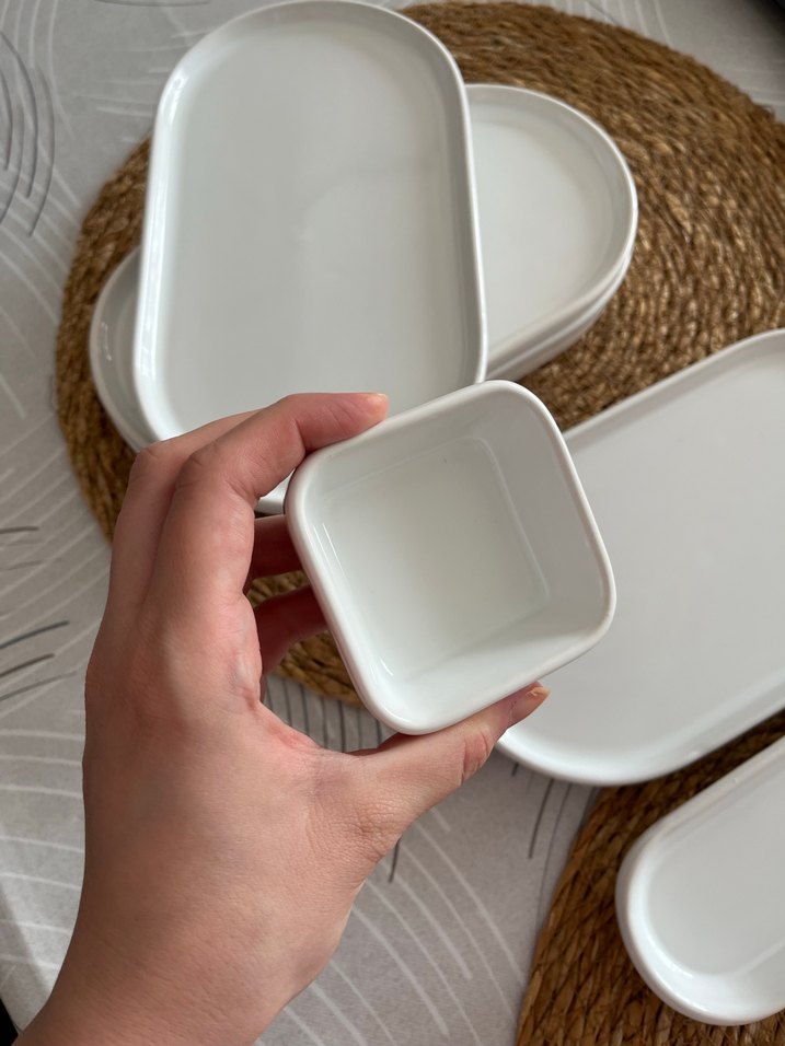 Beyaz Oval ve Dikdörtgen kahvaltı seti - Görsel 4