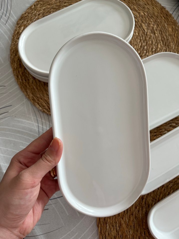 Beyaz Oval ve Dikdörtgen kahvaltı seti - Görsel 2