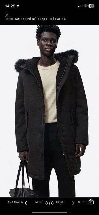 Zara erkek parka
