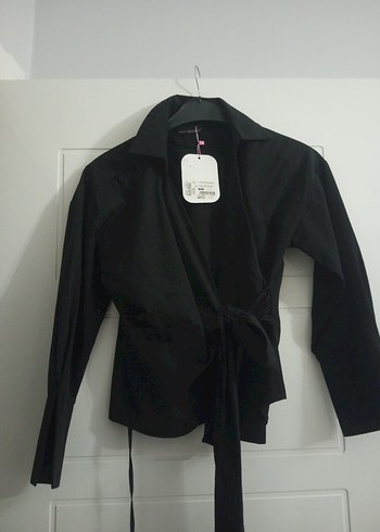 Siyah Midi Ofis Gömlek - Görsel 2