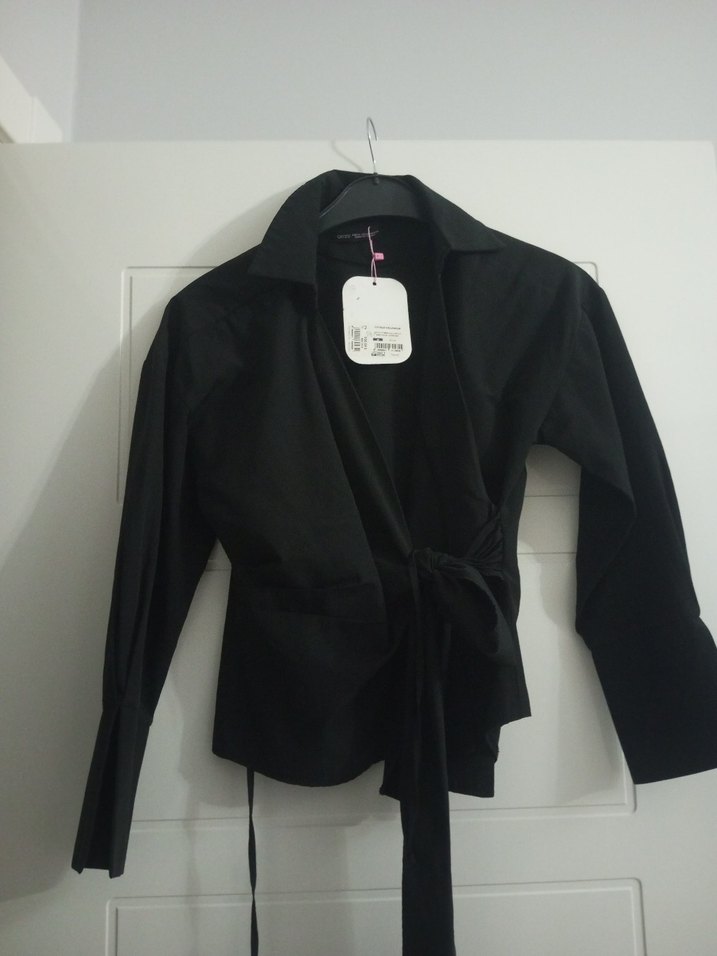 Siyah Midi Ofis Gömlek - Görsel 2