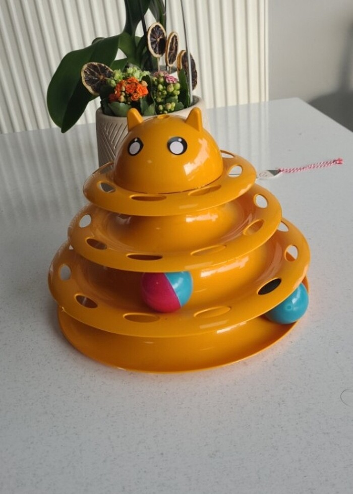 Kedi kule oyuncağı 3 katlı döner toplu - Görsel 2