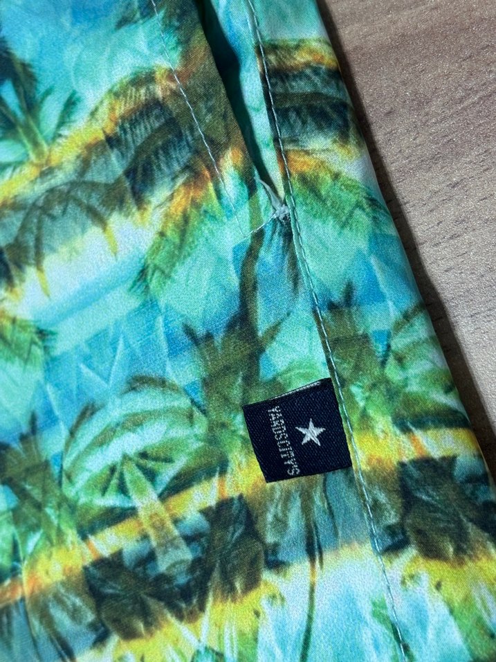 Renkli Batik Desenli Turkuaz Mini Şort - Görsel 2