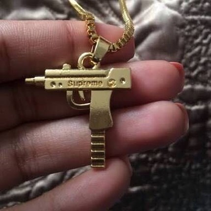 Diğer Uzi zincirli kolye erkek altın sarısı hiphop tarzı