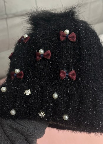 Ponponlu Siyah Kadın Bere - Görsel 3