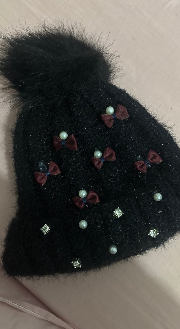 Ponponlu Siyah Kadın Bere - Görsel 2