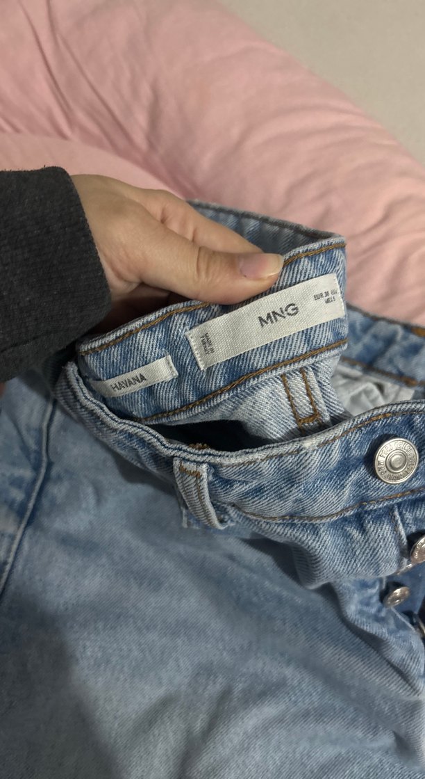 Düğmeli Mavi Midi Geniş Kesim Denim Kadın Kot - Görsel 3
