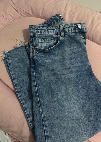 Kadın Gri Midi Boy Bol Kesim Kot Pantolon - Görsel 2