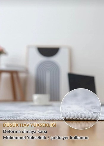 Gri Soyut Desenli Çağdaş Halı ölçü 160x230 - Görsel 4