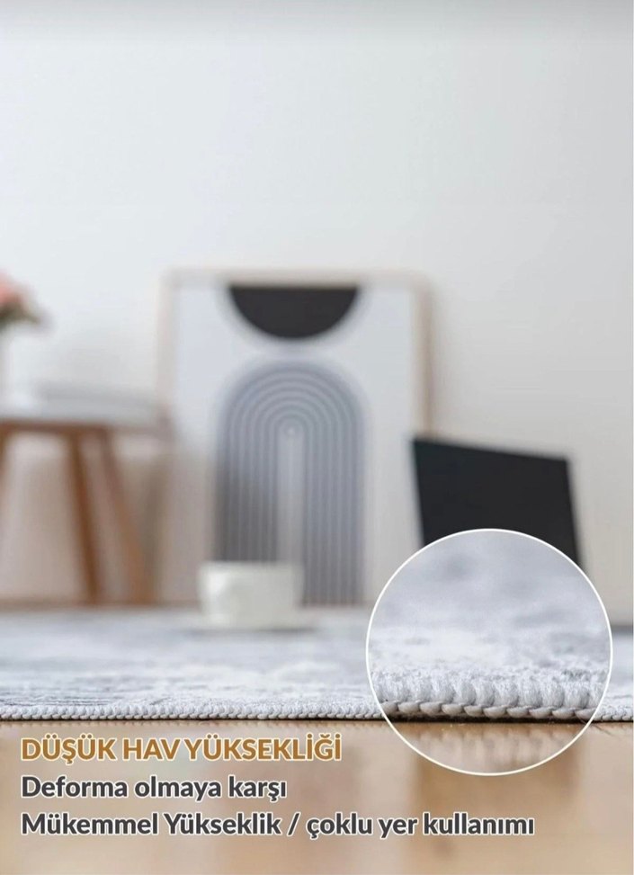 Çağdaş Nakışlı Kahverengi Gri Halı ölçü 160x230 - Görsel 3