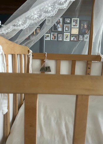 Beden beyaz Renk Beyaz Dantel Tüllü Bebek Beşiği