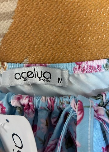 mavi pembe çiçekli yazlık elbise - Görsel 3