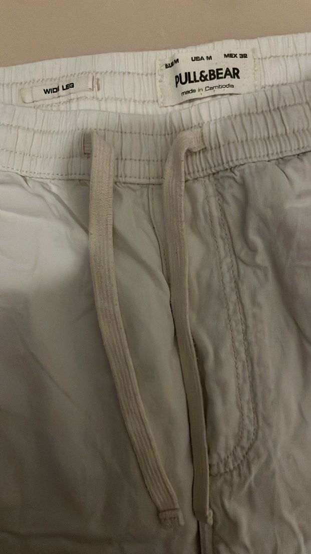 Erkek Pull and Bear wide leg beyaz pantolon - Görsel 2