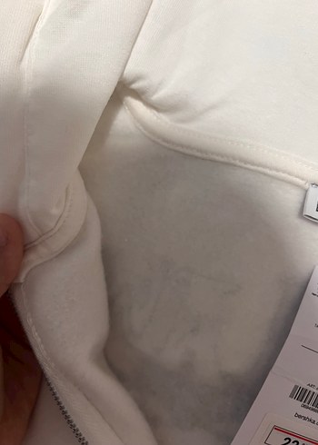 s Beden beyaz Renk Beyaz Fermuarlı Baskılı Kapüşonlu Sweatshirt