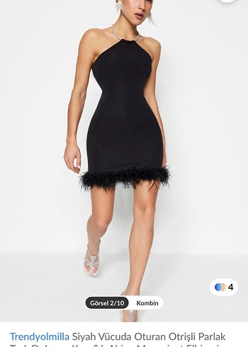 Trendyol & Milla Siyah Mini Strappy Elbise - Görsel 4