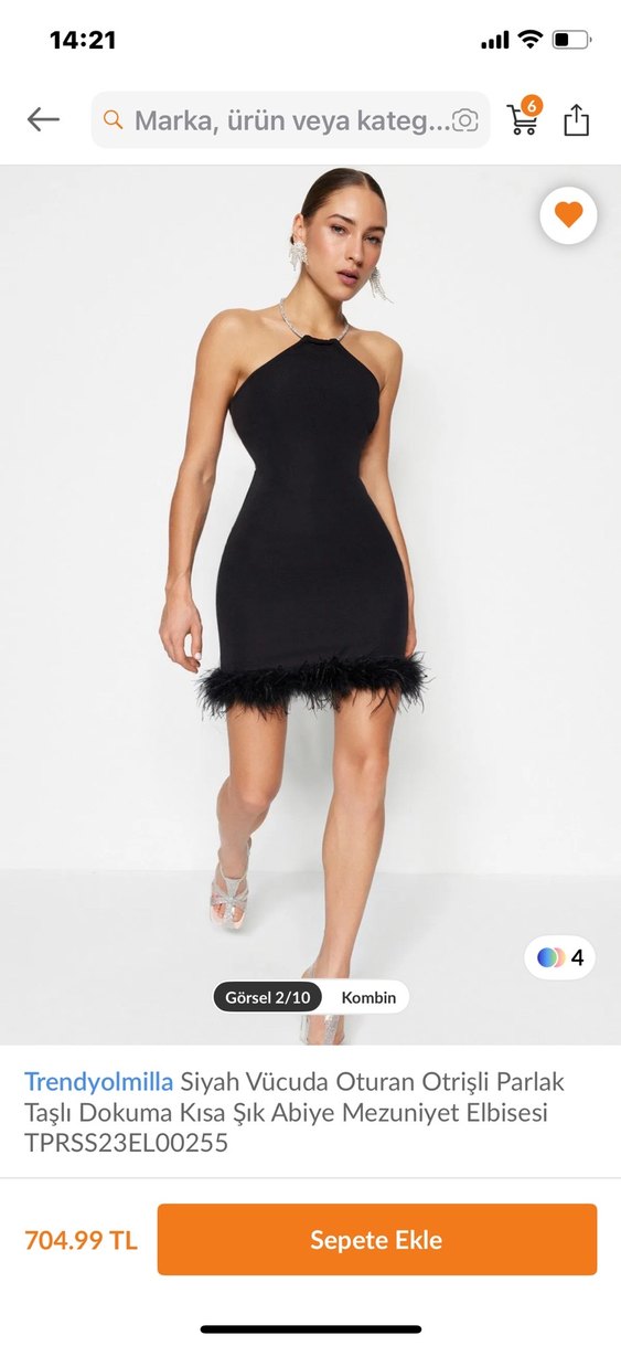 Trendyol & Milla Siyah Mini Strappy Elbise - Görsel 4