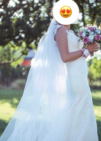 Dantel Detaylı Balık Model Beyaz Gelinlik - Görsel 3