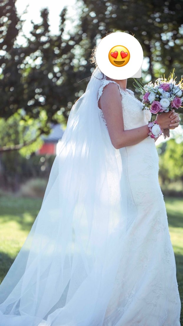 Dantel Detaylı Balık Model Beyaz Gelinlik - Görsel 3