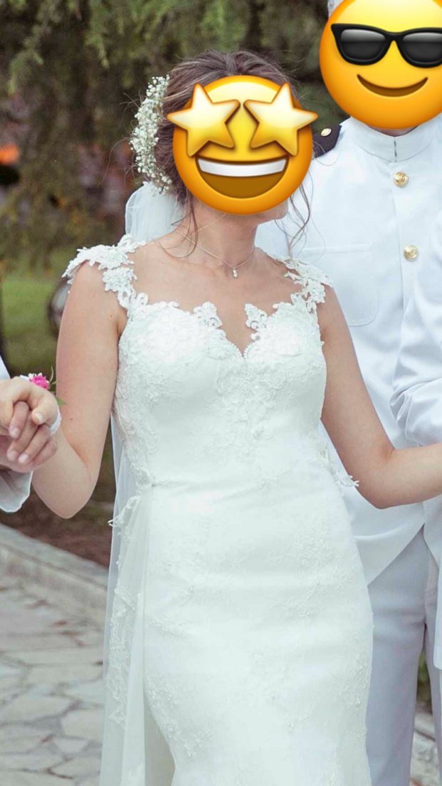 Dantel Detaylı Balık Model Beyaz Gelinlik - Görsel 4