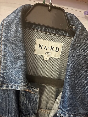 38 Beden mavi Renk Na-kd marka Oversize beli kemerli kot mont