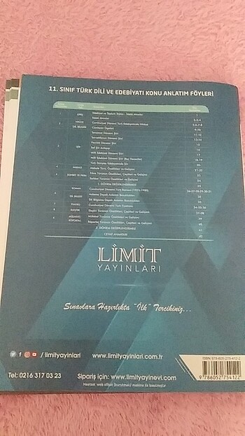  Limit yayınları 11. Sınıf Türk dili ve edebiyatı konu anlatım fö