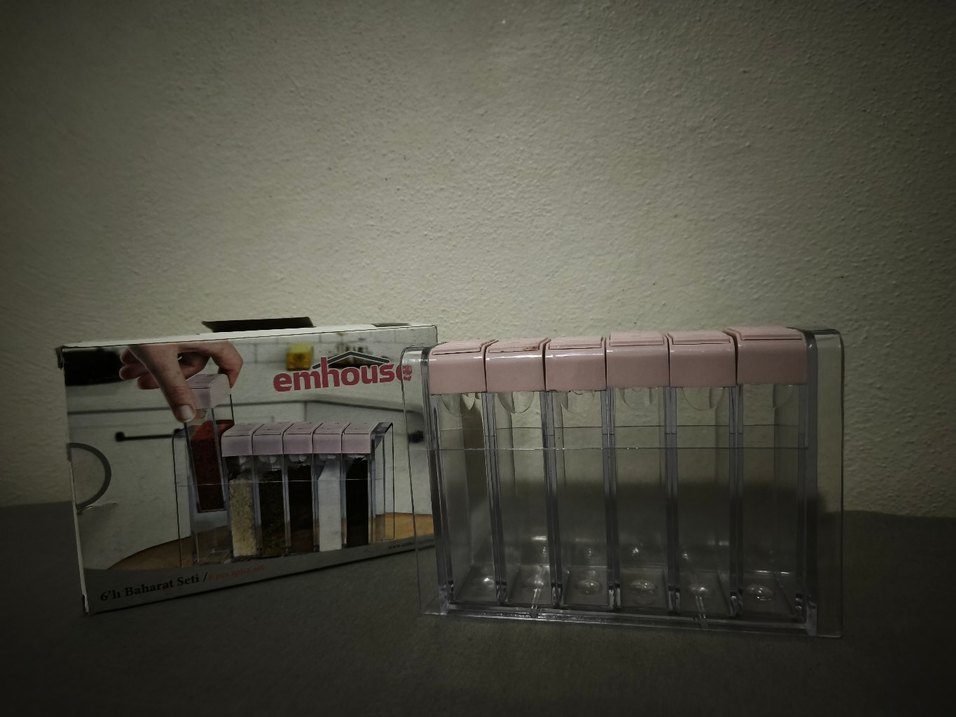 Kendinden standlı Emhouse 6'lı Şeffaf Baharat Seti Pembe Kapaklı - Görsel 2