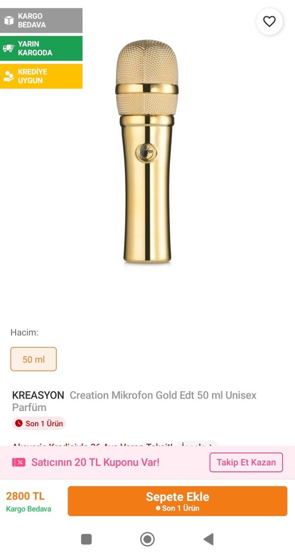 Avon Altın Renkli Mikrofon Parfüm - Görsel 3