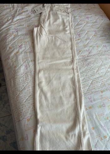 40 Beden Kadın Beyaz Midi Loose Fit Kot Pantolon