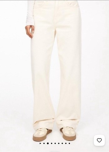Kadın Beyaz Midi Loose Fit Kot Pantolon
