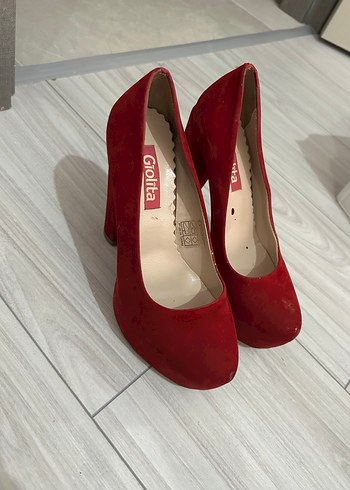 36 Beden kırmızı Renk Kırmızı Süet Platform Topuklu Stiletto