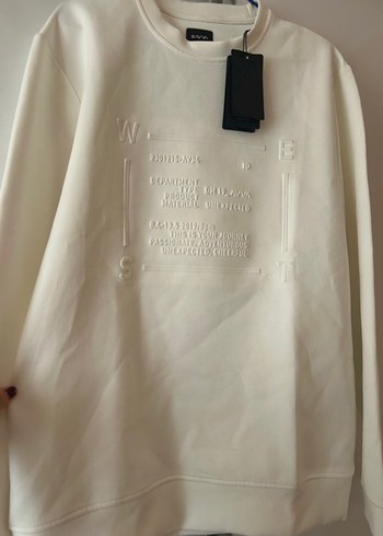 Beyaz Pamuklu Erkek Sweatshirt avva marka - Görsel 3