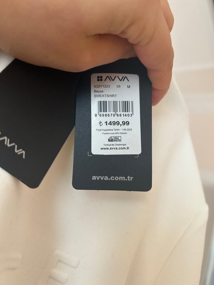 Beyaz Pamuklu Erkek Sweatshirt avva marka - Görsel 5