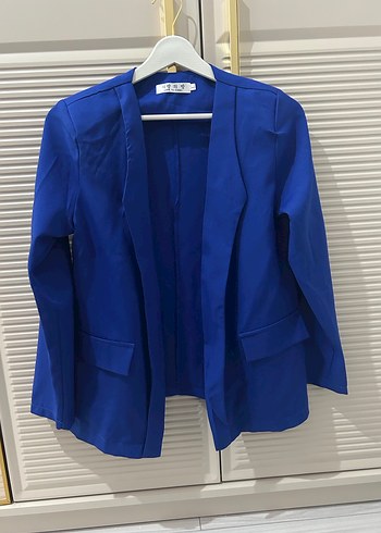 Mavi Düğmeli Kadın Blazer Ceket - Görsel 3