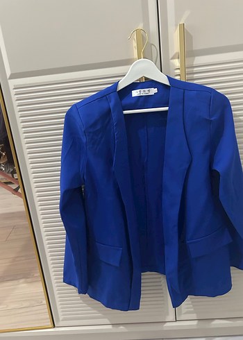 Mavi Düğmeli Kadın Blazer Ceket - Görsel 4