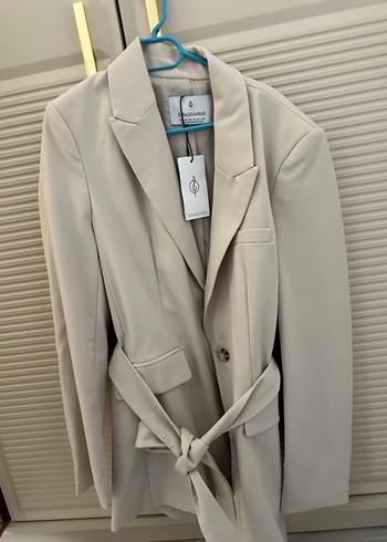 Bej Kemerli Kadın Blazer Ceket - Görsel 2