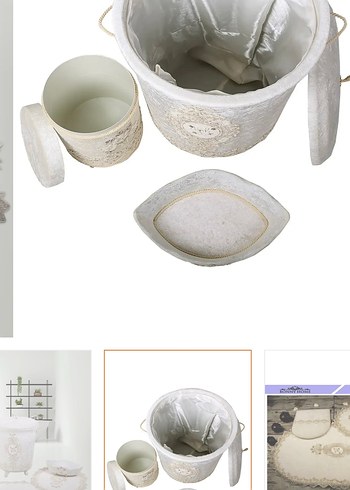 Beden Modern Klasik Nakışlı Beyaz Banyo Seti