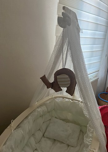 Beden Beyaz Tül Perde Kaplı büyük boy Sepet Beşik