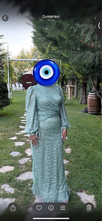 Taşlı tesettür abiye elbise