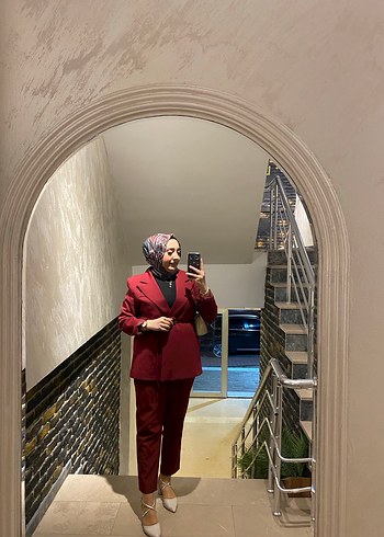 Bordo Kadın Ofis Takım Elbise - Görsel 2