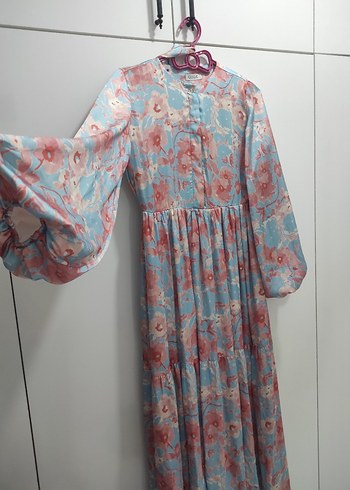 Bohem Uzun Kollu Çiçek Desenli Elbise - Görsel 2