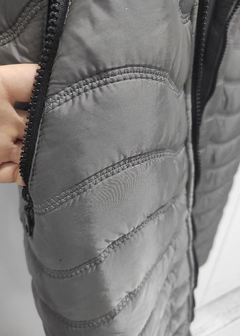 Gri Uzun Kadın Suni Kürk Detaylı Yelek - Görsel 3