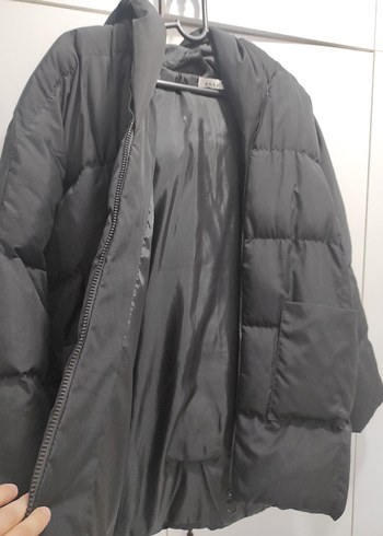 Siyah Midi Fermuarlı Kadın Kışlık Mont - Görsel 3